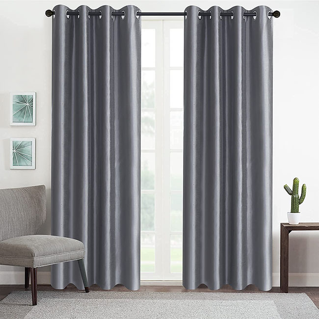 Plain silk satin curtains (4)