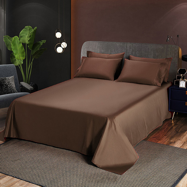 Plain velvet bed sheet brown