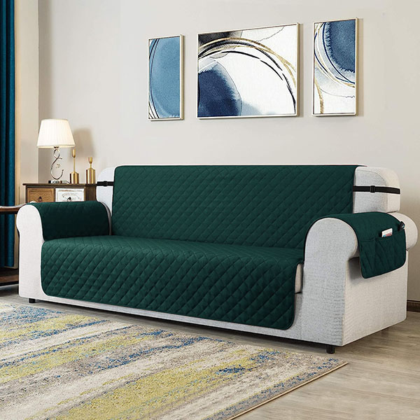 Ultrasonic Quilted Sofa Runner Green