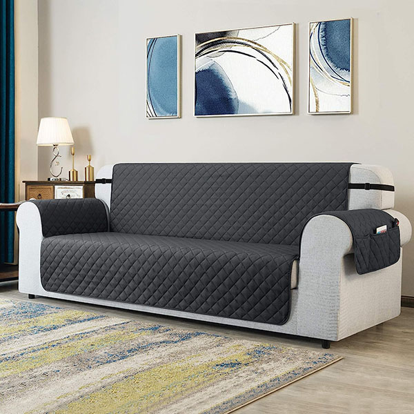 Quilted sofa runner grey