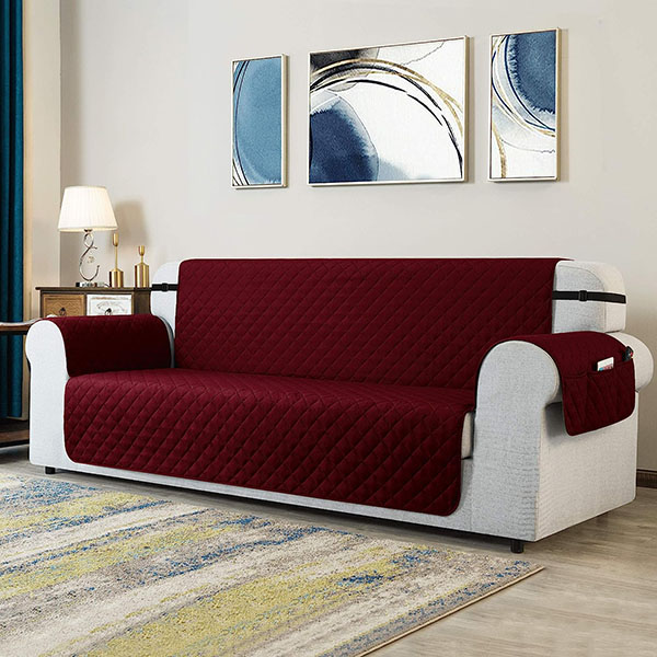 Quilted sofa runner maroon