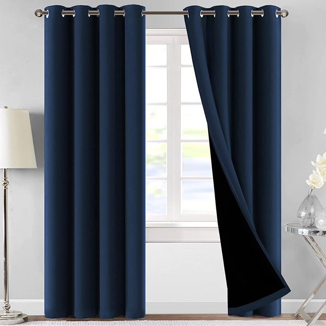 JACQUARD BLACKOUT CURTAINS BLUE