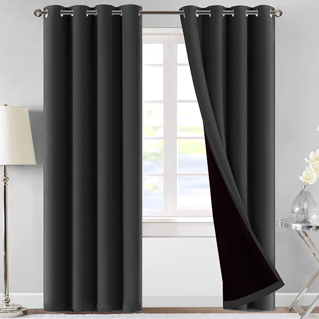 JACQUARD BLACKOUT CURTAINS BLACK