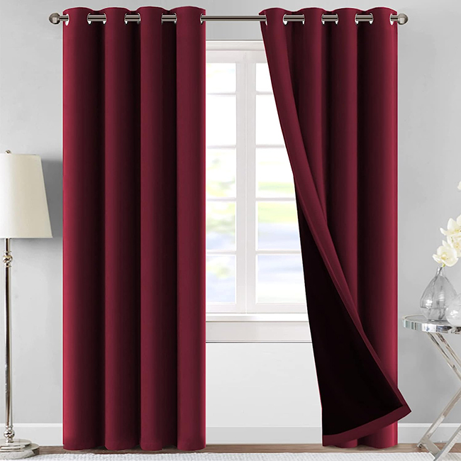 JACQUARD BLACKOUT CURTAINS MAROON