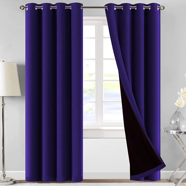 JACQUARD BLACKOUT CURTAINS ROYAL BLUE