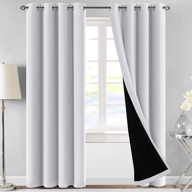 JACQUARD BLACKOUT CURTAINS WHITE