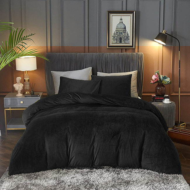 Velvet Duvet Cover Set black