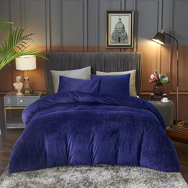 Velvet Duvet Cover Set blue