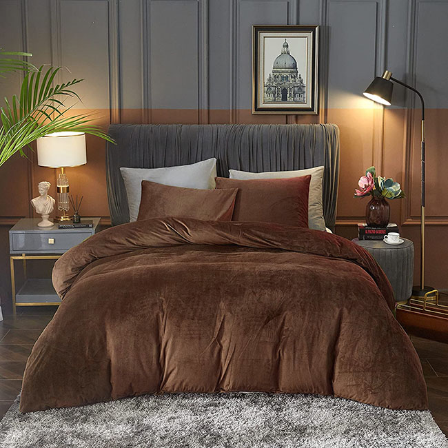 Velvet Duvet Cover Set copper