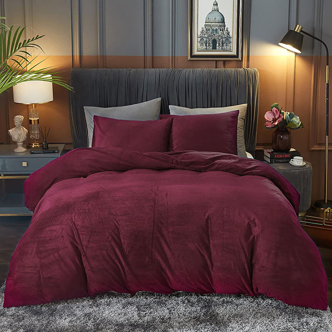 Velvet Duvet Cover Set maroon