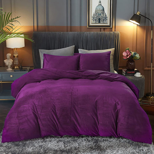 Velvet Duvet Cover Set purple