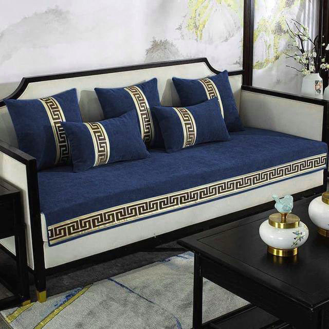 Splendid Velvet Sofa Runner Blue