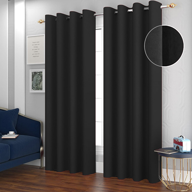 Plain velvet curtains blackout black