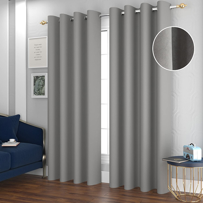 Plain velvet curtains blackout grey