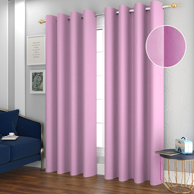 Plain velvet curtains blackout pink