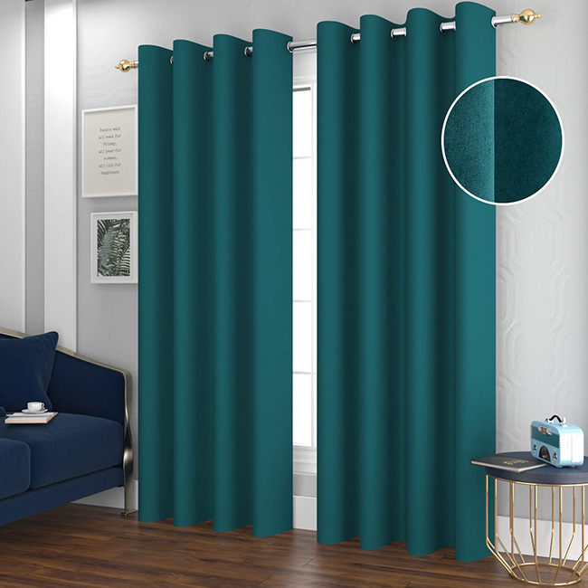 Plain velvet curtains blackout zink