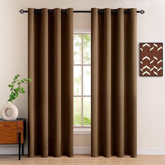 Self design jacquard curtains colour brown