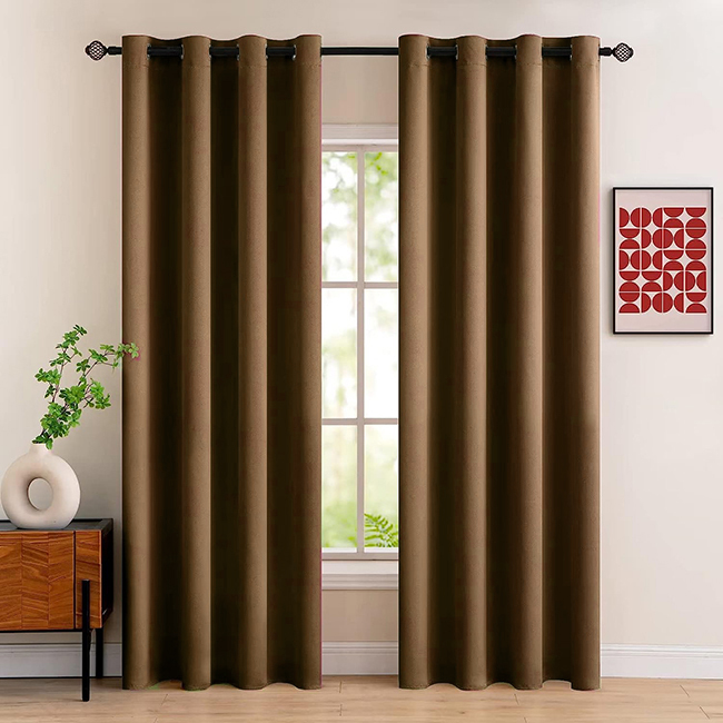 Self design jacquard curtains colour mouse brown