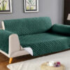 Ultrasonic quilted sofa runner green