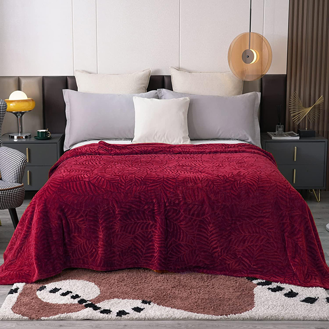 Embossed Fleece Blanket Burgundy