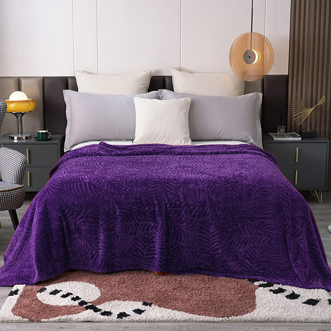 Embossed Fleece Blanket Purple