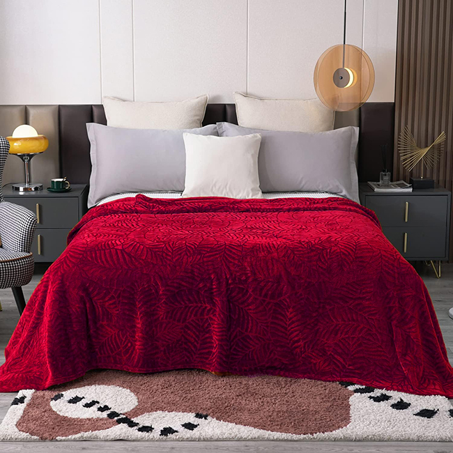 Embossed Fleece Blanket Red