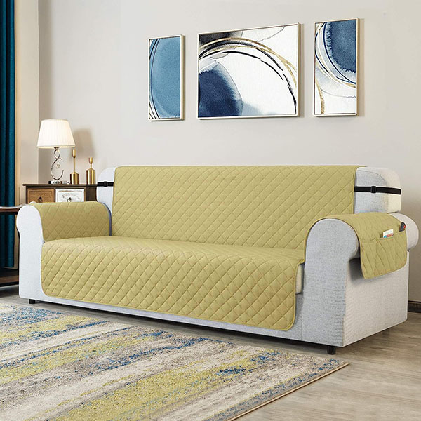 Quilted sofa runner skin golden