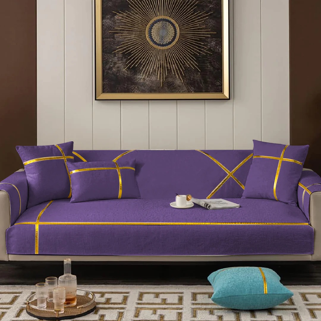 LUXURY VELVET SOFA RUNNER- PURPLE