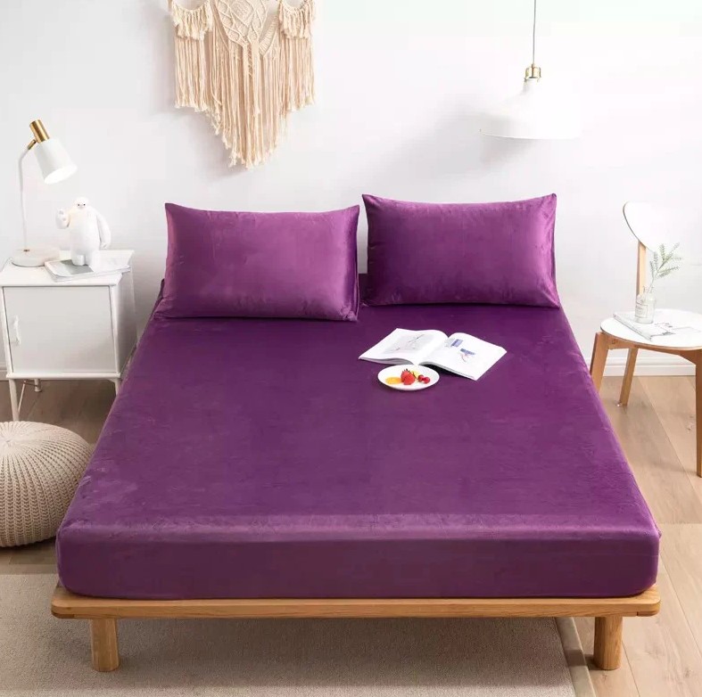 VELVET FITTED SHEET PURPLE