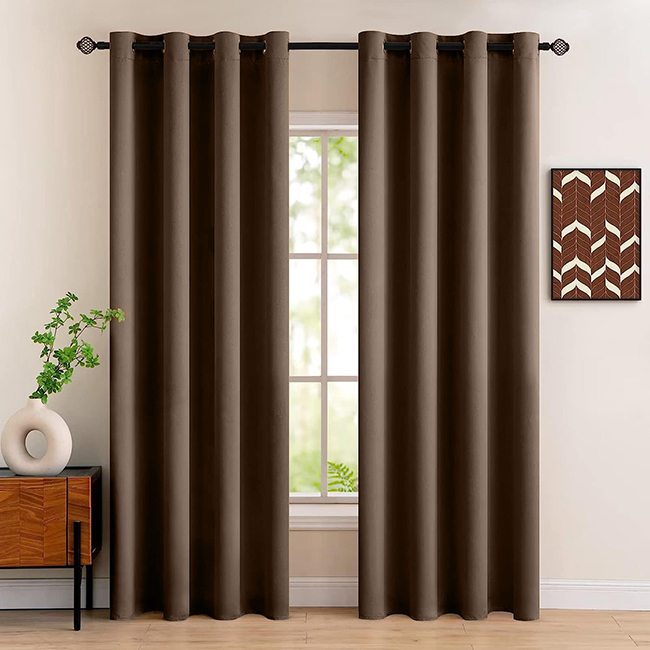 SELF DESIGN JACQUARD CURTAINS BROWN