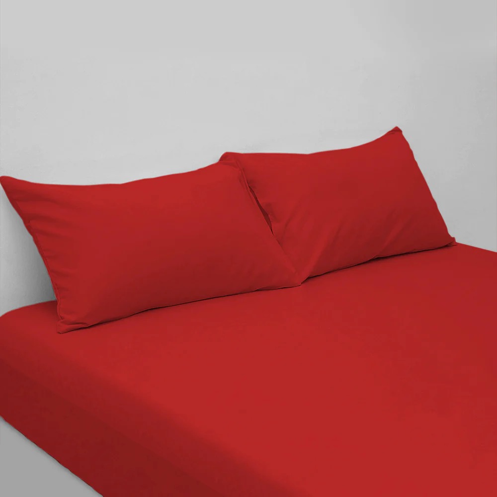 COTTON FITTED SHEET RED