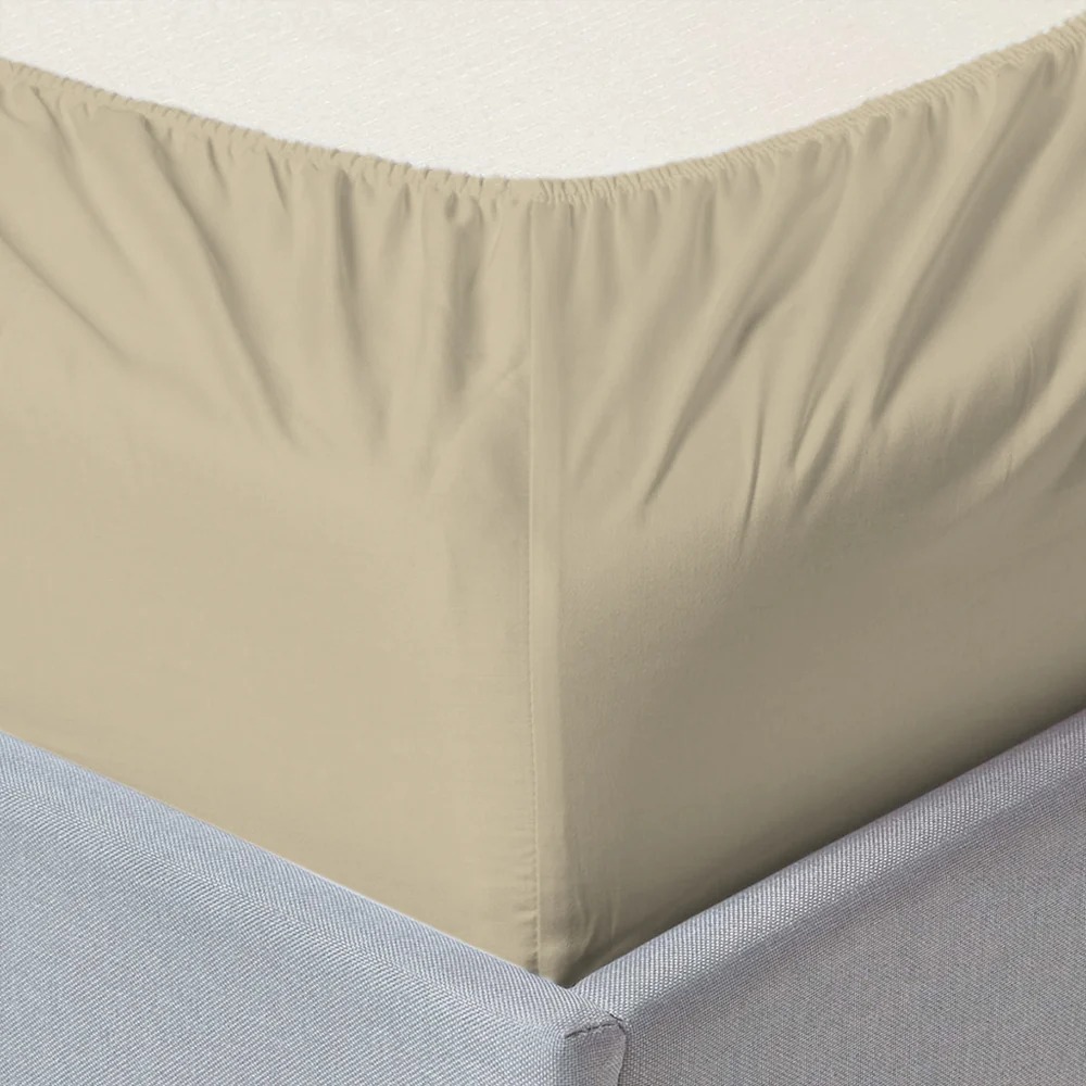 COTTON FITTED SHEET BEIGE