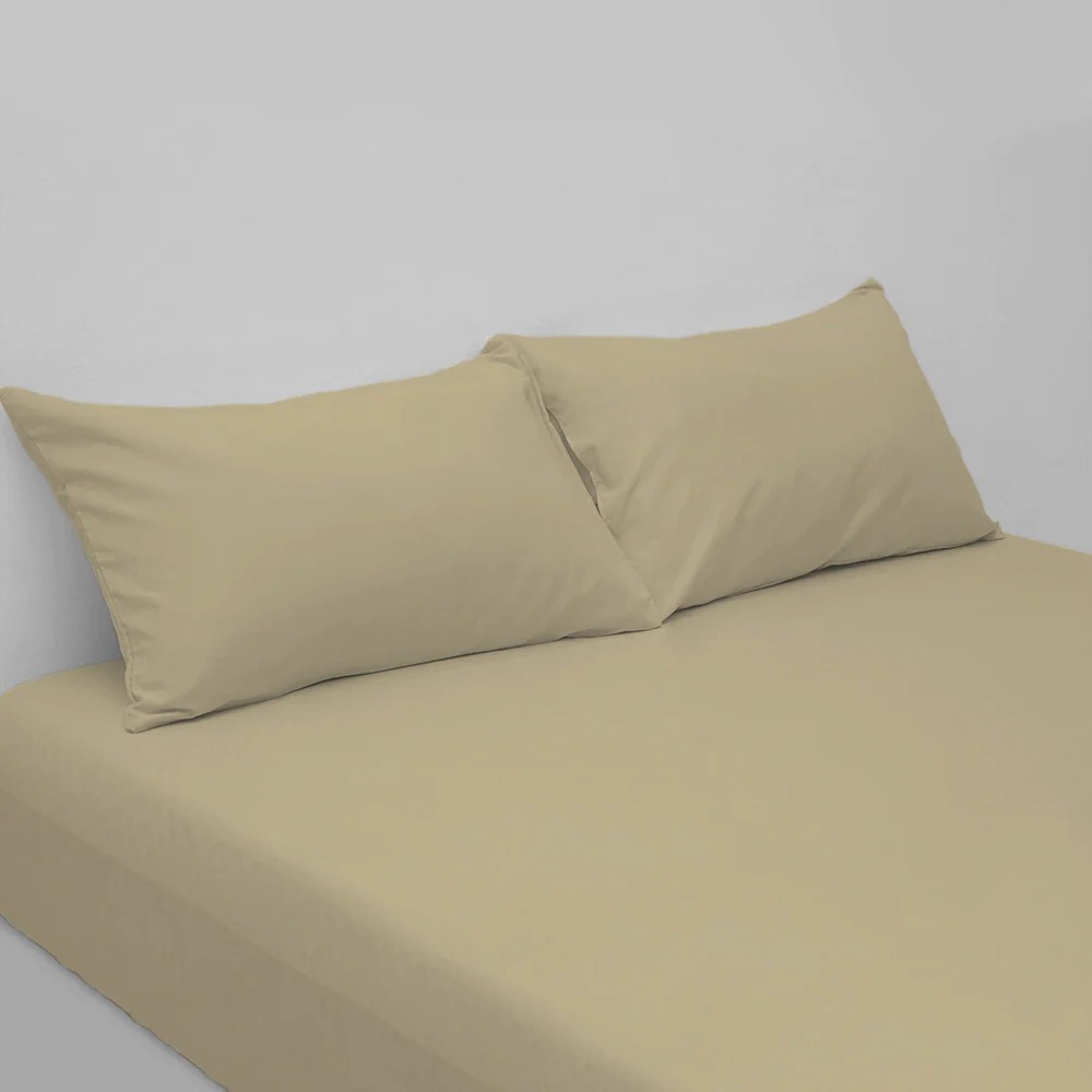 COTTON FITTED SHEET BEIGE