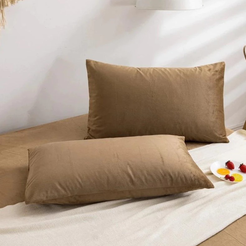 VELVET PILLOW COVERS DULL BROWN